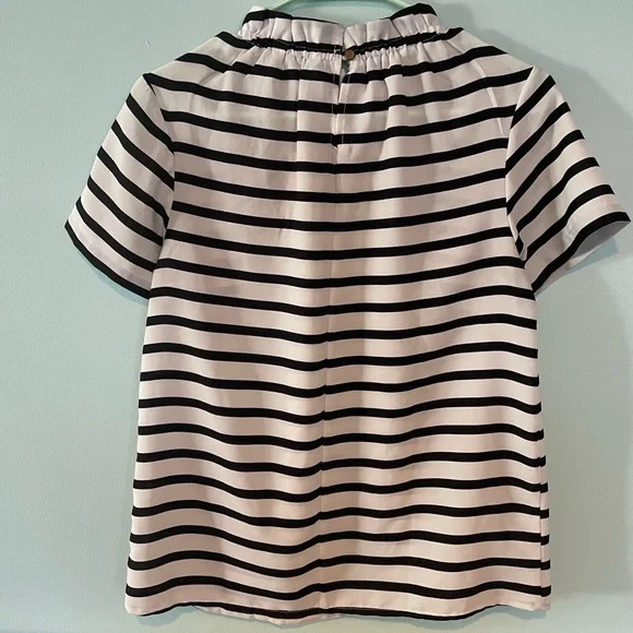 EUC Downeast striped embroidered short sleeve blouse - Picture 4 of 6